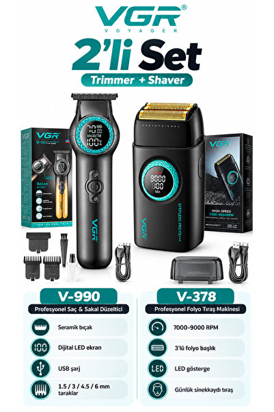 Tıraş Makinesi - Sakal Kısaltma ve Sinekkaydı - V-990 & V-378