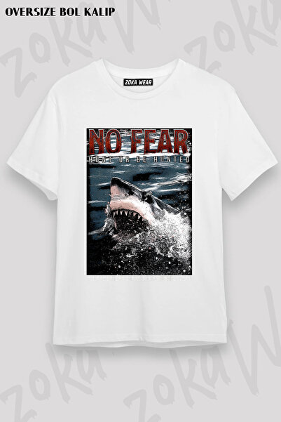 ZOKAWEAR No Fear Shark Kopek Baligi Printed T-Shirt