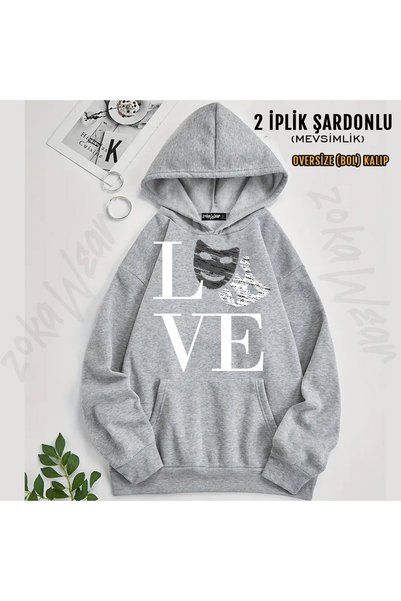 ZOKAWEAR Love Theater Theater Aski Maskes Art Art Printed Hooded Sweatshirt