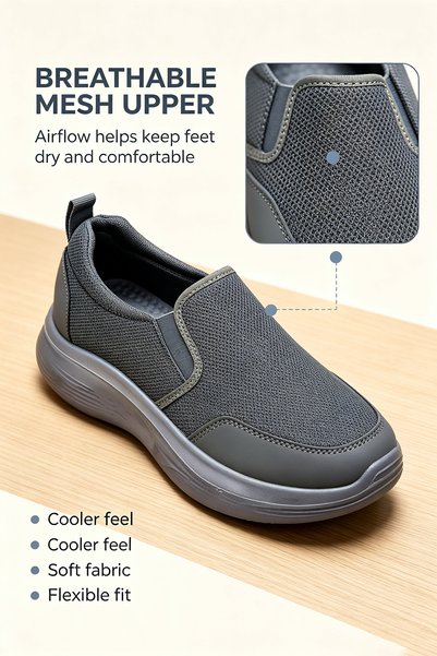 Najd Trend Mall Men Casual Sneakers Breathable Knit Upper Soft Thick Sole Wal...