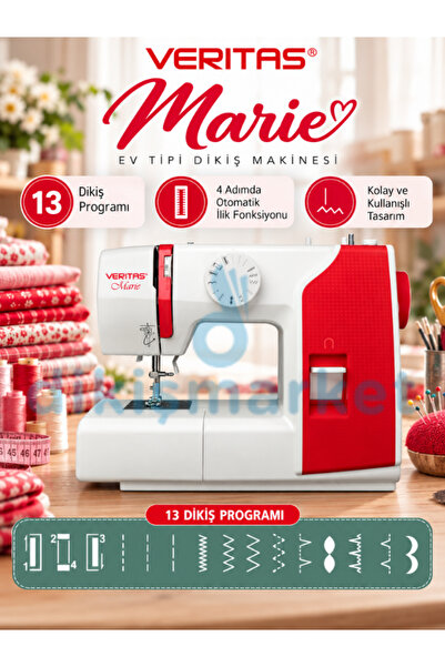 dm dikişmarket Veritas Marie Ev Tipi Dikiş Makinesi 13 Programlı