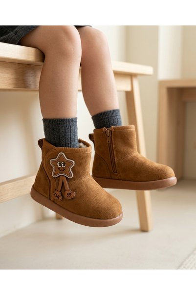 Babetty Children's Winter Boots, Warm Lined, Suede Look, Star Accessories, Da...