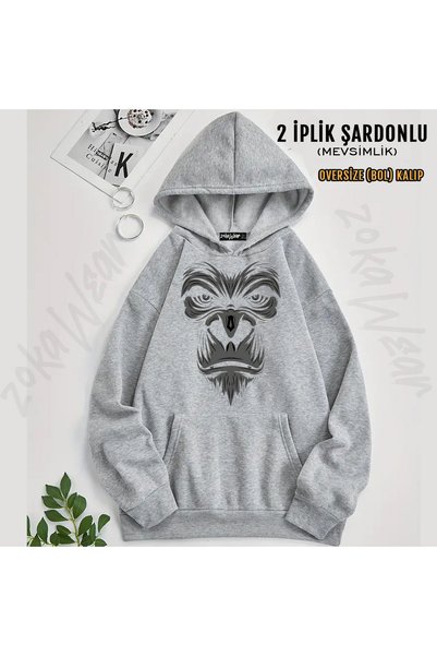 ZOKAWEAR Face Gorilla Gorilla Printed Hooded Sweatshirt