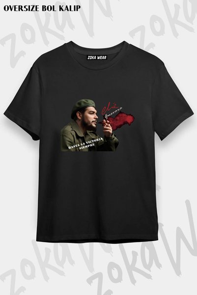 ZOKAWEAR شي جيفارا - تي شيرت مطبوع باللونين الأخضر والأحمر