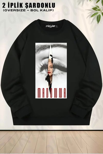 ZOKAWEAR Hanorac unisex Madonna cu decolteu rotund la baza gâtului și imprimeu