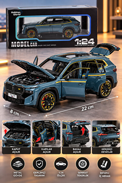 PONİKİDO BMW XM 1:24 Die-Cast Metal Model Oyuncak Araba 22 cm Açılır Kaput Ka...