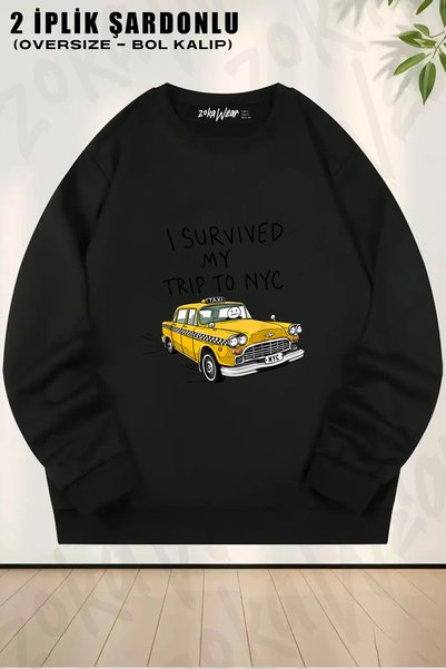 ZOKAWEAR Trip to Nyc Printed Crew Neck Sweatshirt