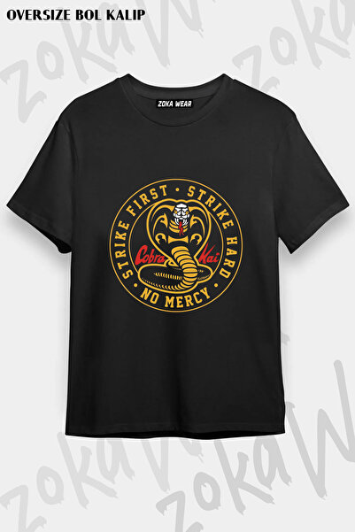 ZOKAWEAR Cobra Kai No Mercy Strike First Strike Hard Printed T-Shirt