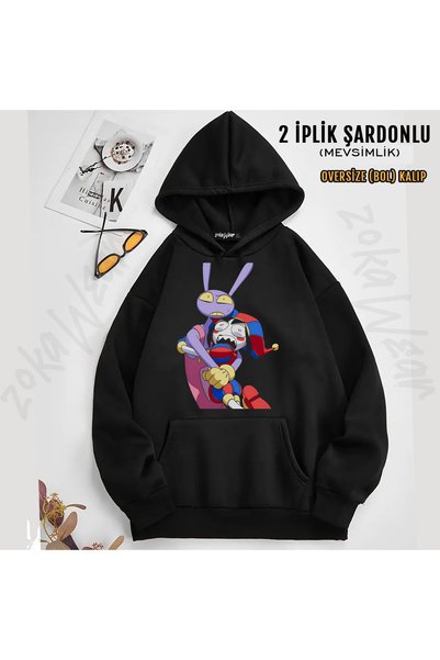 ZOKAWEAR Pomni and Jax the Amazing Digital Circus Printed Hooded Sweatshirt