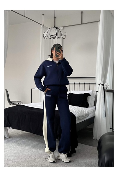 ESRAHELVACI Double Color Hooded Tracksuit Set