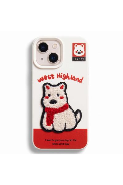 Microsonic Case Compatible with Apple iPhone 13 Stitched Puppy Plush West Hig...