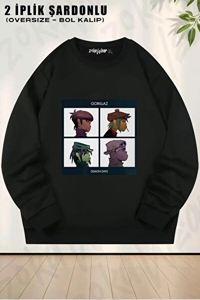 ZOKAWEAR Gorillaz White Printed Crew Neck Sweatshirt