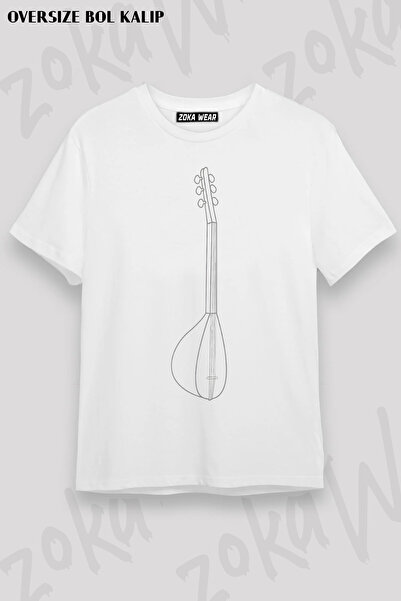 ZOKAWEAR Baglama Saz Turkish Folk Music Music Note Printed T-Shirt