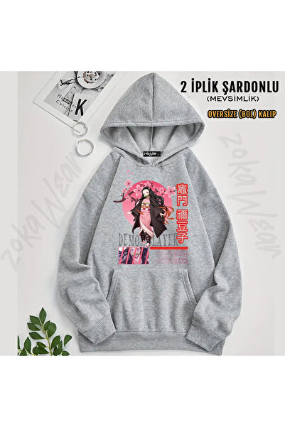 ZOKAWEAR Demon Slayer Nezuko Design Printed Hooded Sweatshirt