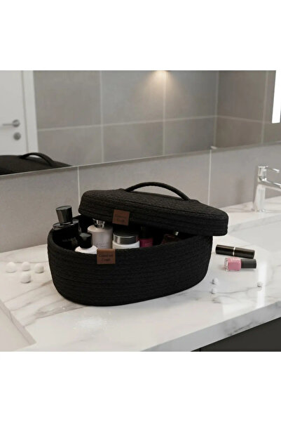 **Jüt Oval Kapaklı Sepet – El Dokuma Hasır Organizer – Banyo ve Mutfak İçin Çok Amaçlı Saklama Sepeti**