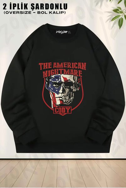 ZOKAWEAR Hanorac cu imprimeu Cody Rhodes, Nightmare Family, WWE, lupte americ...