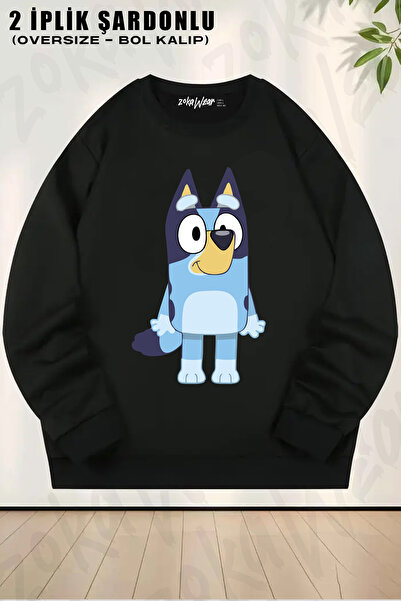 ZOKAWEAR Bluey Cute Dog Brothers Bluey Printed Crew Neck Sweatshirt