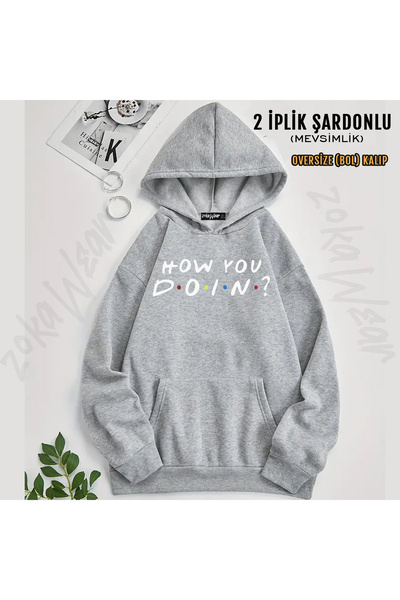 ZOKAWEAR Friends How You Doin Printed Hooded Sweatshirt