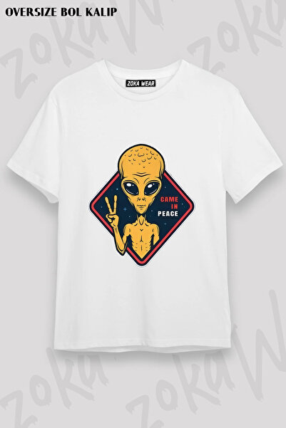 ZOKAWEAR Came in Peace Alien Printed T-Shirt