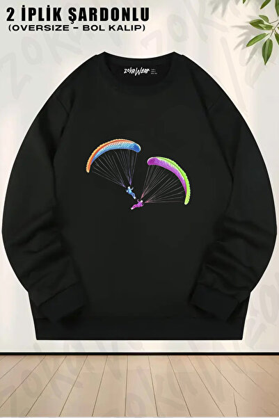 ZOKAWEAR Yamac Parachute - Paragliding Printed Crew Neck Sweatshirt