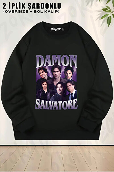 ZOKAWEAR The Vampire Diaries Damon Salvatore Design Retro Collage Printed Cre...
