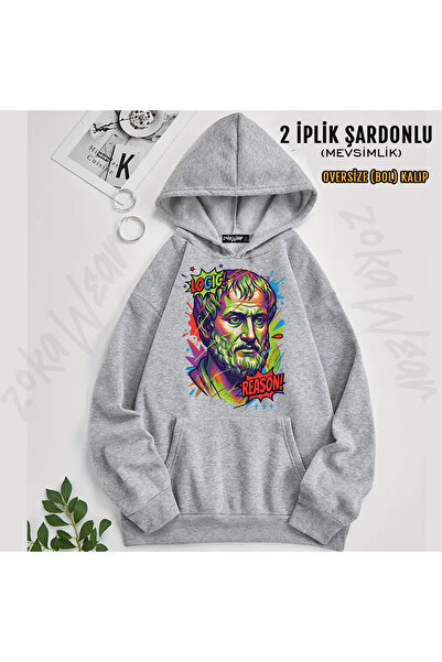 ZOKAWEAR Aristoteles on and Back Printed Hooded Sweatshirt