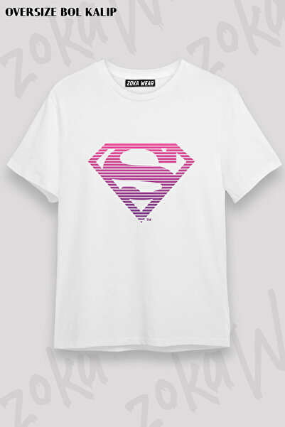 ZOKAWEAR Dc Comics Superman Classic Logo Striped Printed T-shirt