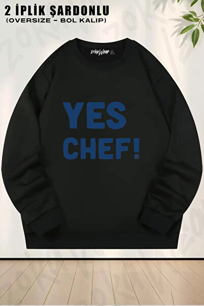 ZOKAWEAR Yes Chef Printed Crew Neck Sweatshirt