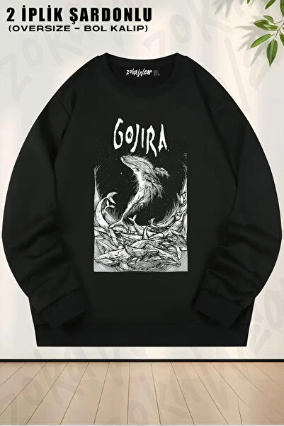 ZOKAWEAR Gojira Baliklar Kopek Baligi Music Printed Crew Neck Sweatshirt