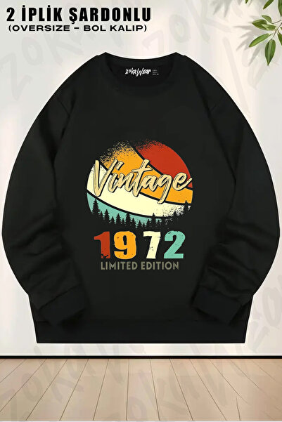 ZOKAWEAR Vintage 1972 Retro Printed Crew Neck Sweatshirt