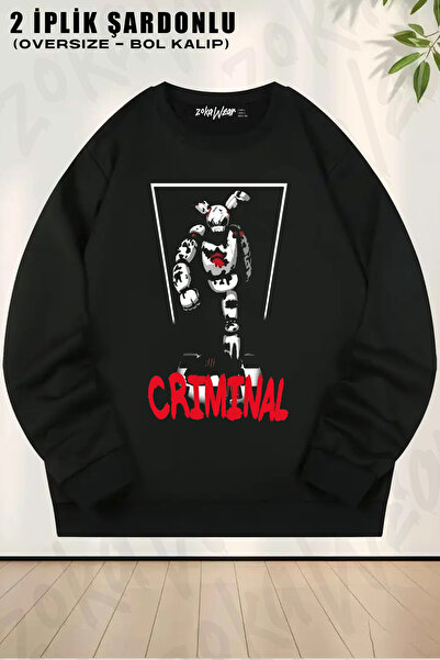 ZOKAWEAR Five Nights at Freddy's 5Naf Fnaf Criminal Game Printed Crew Neck Sw...