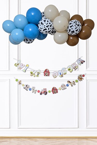 PEKSHOP Farm Theme Banner Birthday Decorations Balloon Chain Set Set159