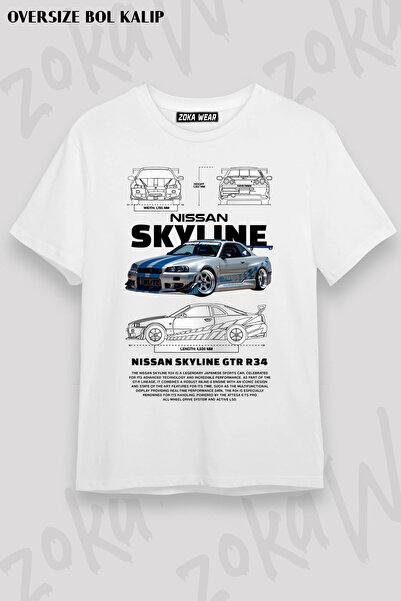 ZOKAWEAR Gtr R34 V2 Back Printed T-Shirt