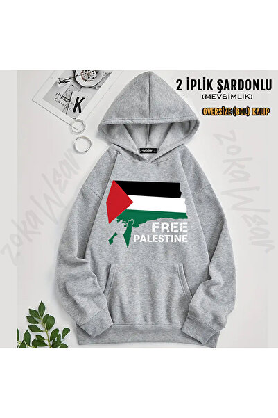 ZOKAWEAR Free Palestine Ozgur Filistin Printed Hooded Sweatshirt