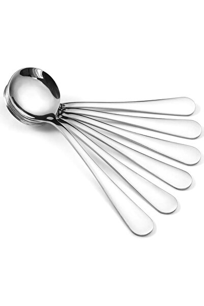 Generic 6-piece set of round stainless steel spoons with non slip handles, su...