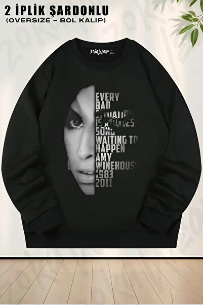 ZOKAWEAR Blues Amy Winehouse Printed Crew Neck Sweatshirt