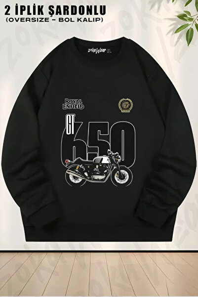 ZOKAWEAR Royal Enfield Gt 650 Printed Crew Neck Sweatshirt