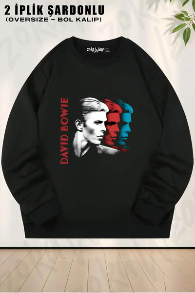 ZOKAWEAR Colorful David Bowie Printed Crew Neck Sweatshirt