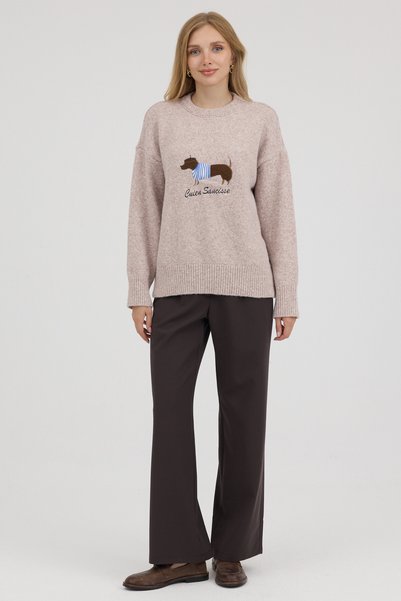 martedi Embroidery Detailed Crew Neck Knitwear Sweater