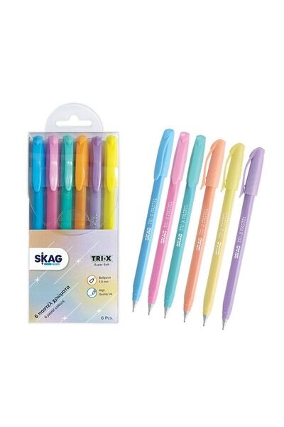 Skag TRI X 1.00mm Στυλό διαρκείας σε παστέλ χρώματα, σε διάφορα χρώματα - 6 τ...