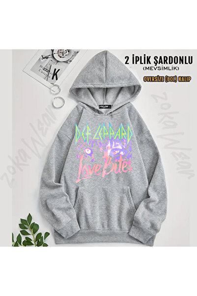ZOKAWEAR Love Bites Def Leppard Printed Hooded Sweatshirt