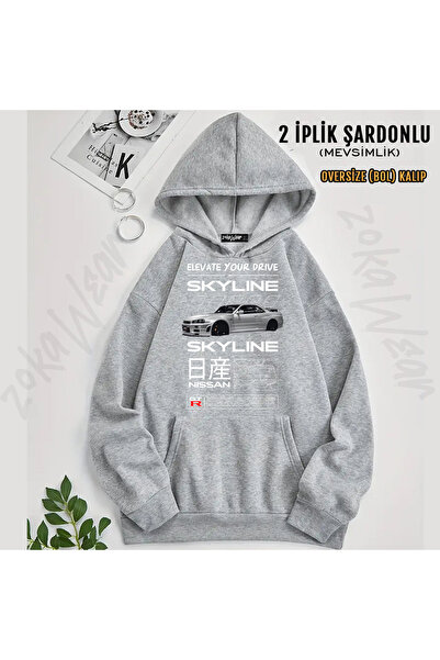 ZOKAWEAR سويت شيرت نيسان R34 بطباعة خلفية وقلنسوة