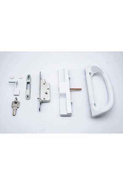 THE WHITE SHOP طقم مقبض باب منزلق للشرفة مع أسطوانة مفتاح وقفل مورتيز، استبدا...