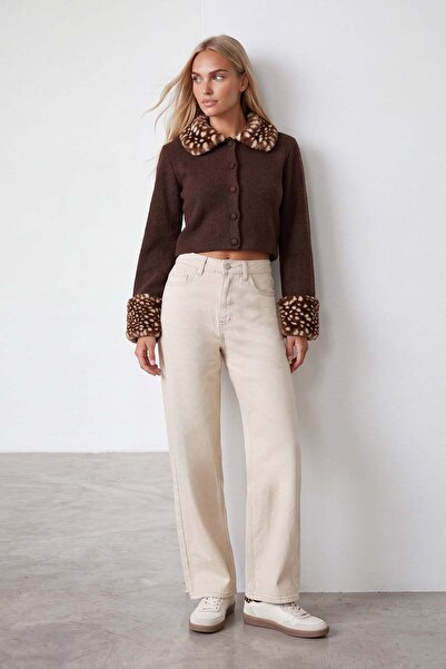 Trend Alaçatı Stili Women's Cream High Waist 5-Pocket Denim Trousers Alc-X15724
