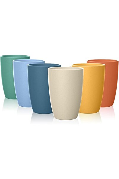 GENERAL Drinking Glasses Premium Wheat Straw Unbreakable Cups - Set of 6 Alte...