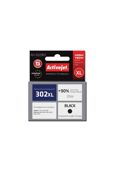 ActiveJet ΕΝΕΡΓΟΣ ΜΕΛΑΝΙ JET ΣΥΜΒΑΤΟ ΜΕ HP AH-302BRX #302XL ΜΑΥΡΟ 20ml (A) #F...