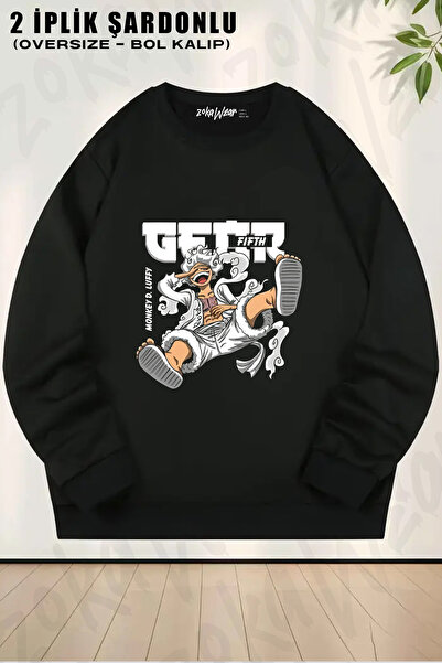 ZOKAWEAR Fifty Gear Monkey D Luffy Printed Crew Neck Sweatshirt
