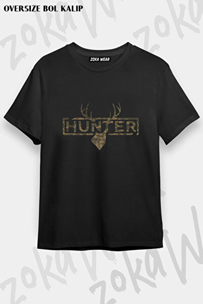 ZOKAWEAR Hunting Camouflage Patterned Deer and Hunter Printed T-Shirt