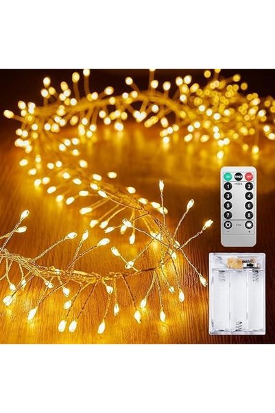 Jsofd أضواء زينة 3 أمتار 100 LED تعمل بالبطارية، 8 أوضاع إضاءة متلألئة مقاومة...