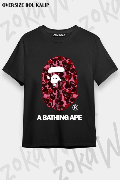 ZOKAWEAR Bathing Ape Model Pink Printed T-Shirt